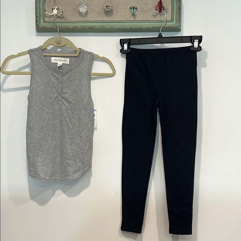 Treasure & Bond Peek tank and Black Leggings Set girls size medium 8 new